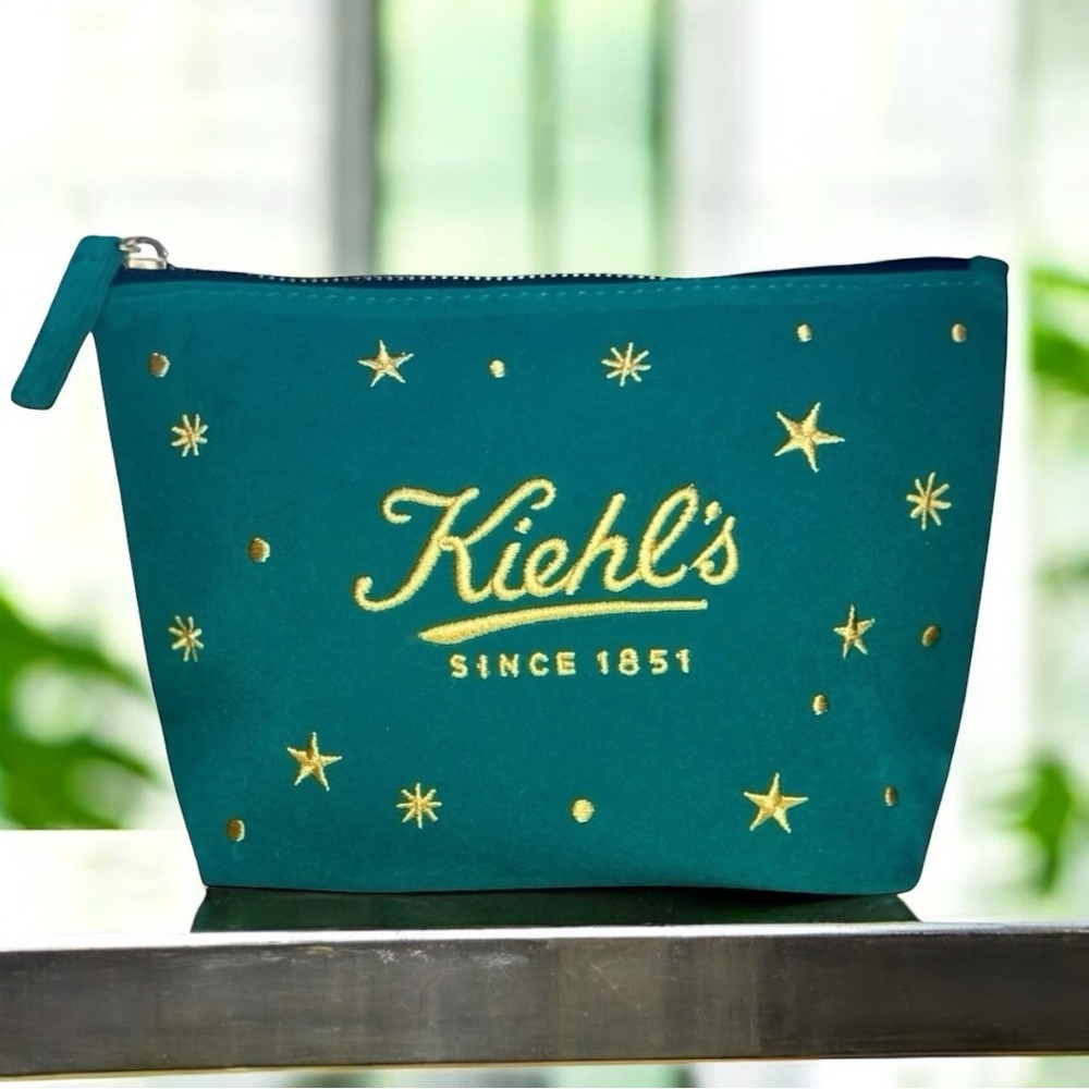 Kiehl’s Velvet Pouch Makeup Cosmetic Case Bag Green - Picture 2 of 14